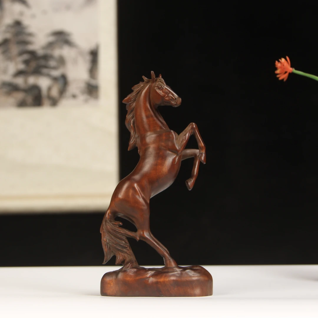 小叶黄杨木马到成功摆件客厅酒柜玄关装饰仿古立马办公室店铺摆设