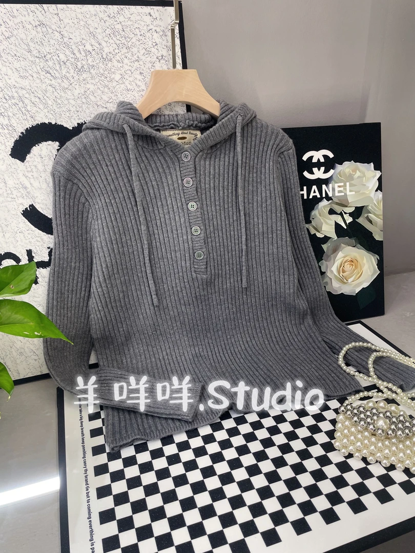 【灰色帽衫】韩版春秋冬针织慵懒风洋气圆领百搭宽松显瘦开衫199