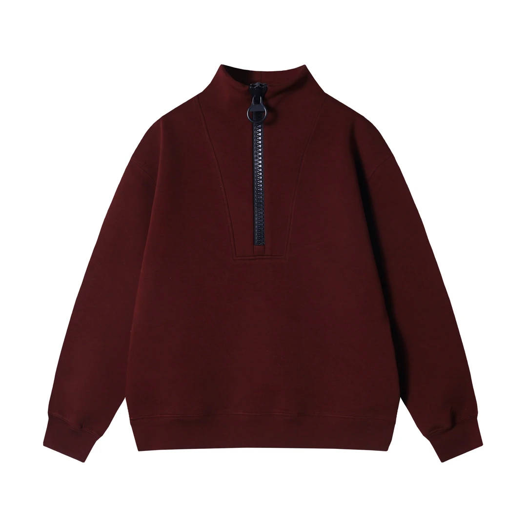 DP秋冬季新款韩版解构设计纯色半拉链长袖宽松时尚休闲上衣