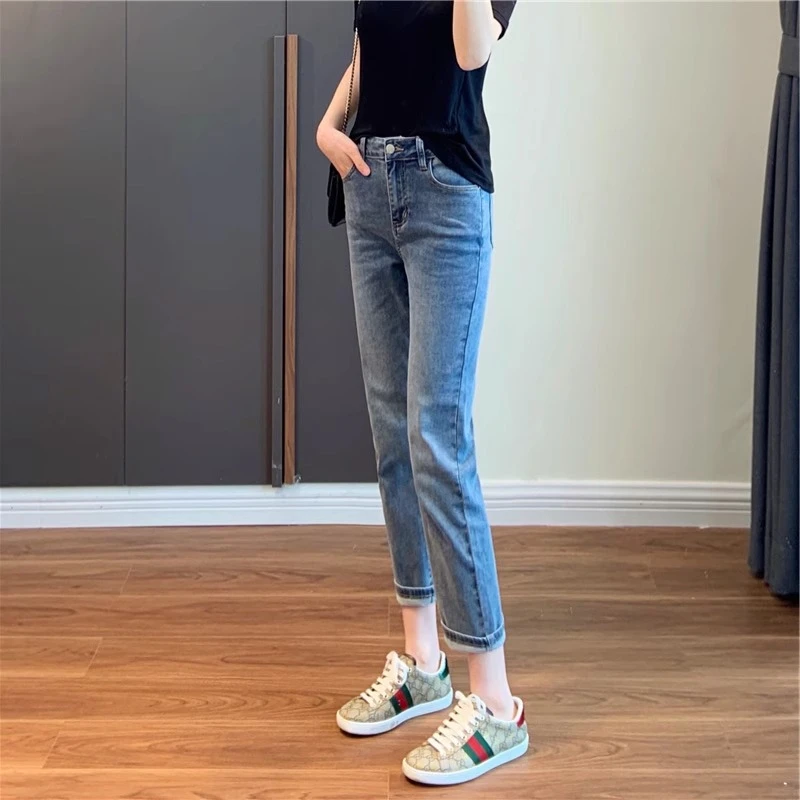 2025春季新款直筒高腰九分小个子烟管牛仔裤女春秋新款显瘦烟管裤