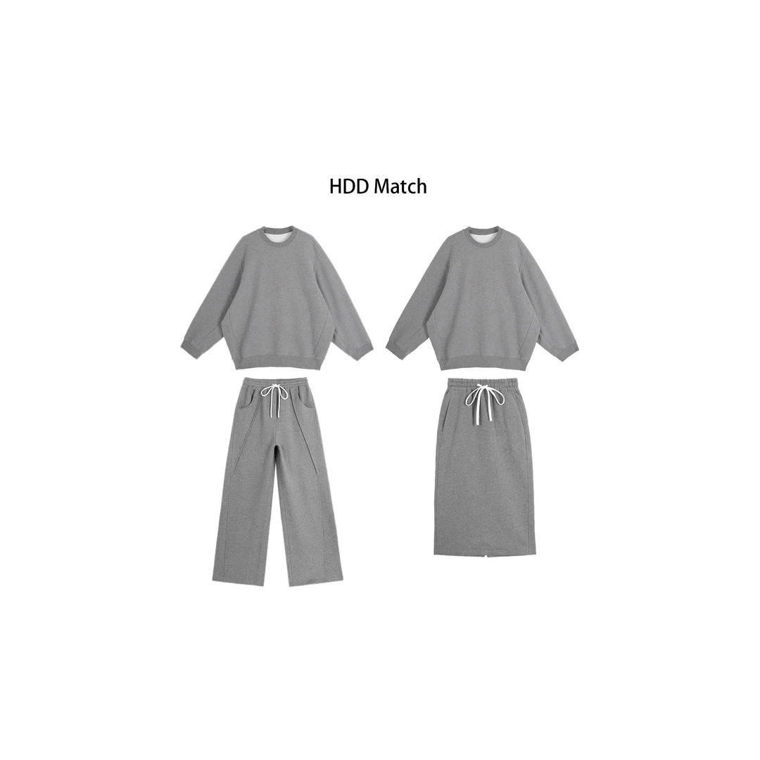 HDD Clothing "简约搭配" 秋冬磨绒女款卫衣+卫裤套装 Y6452