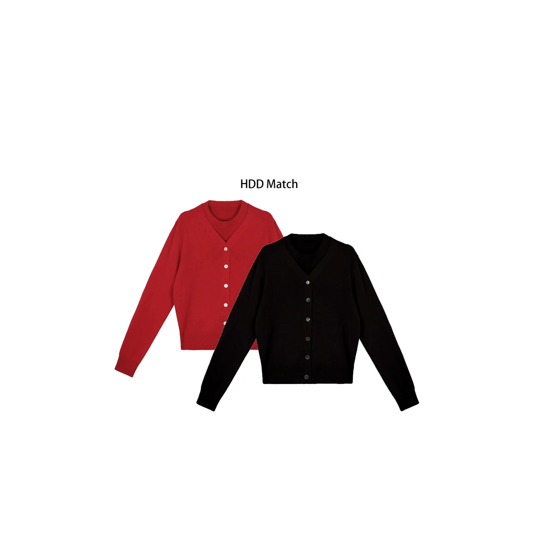 HDD Clothing "搭配美学" 秋冬纯色针织马甲+开衫女款套装Y6689