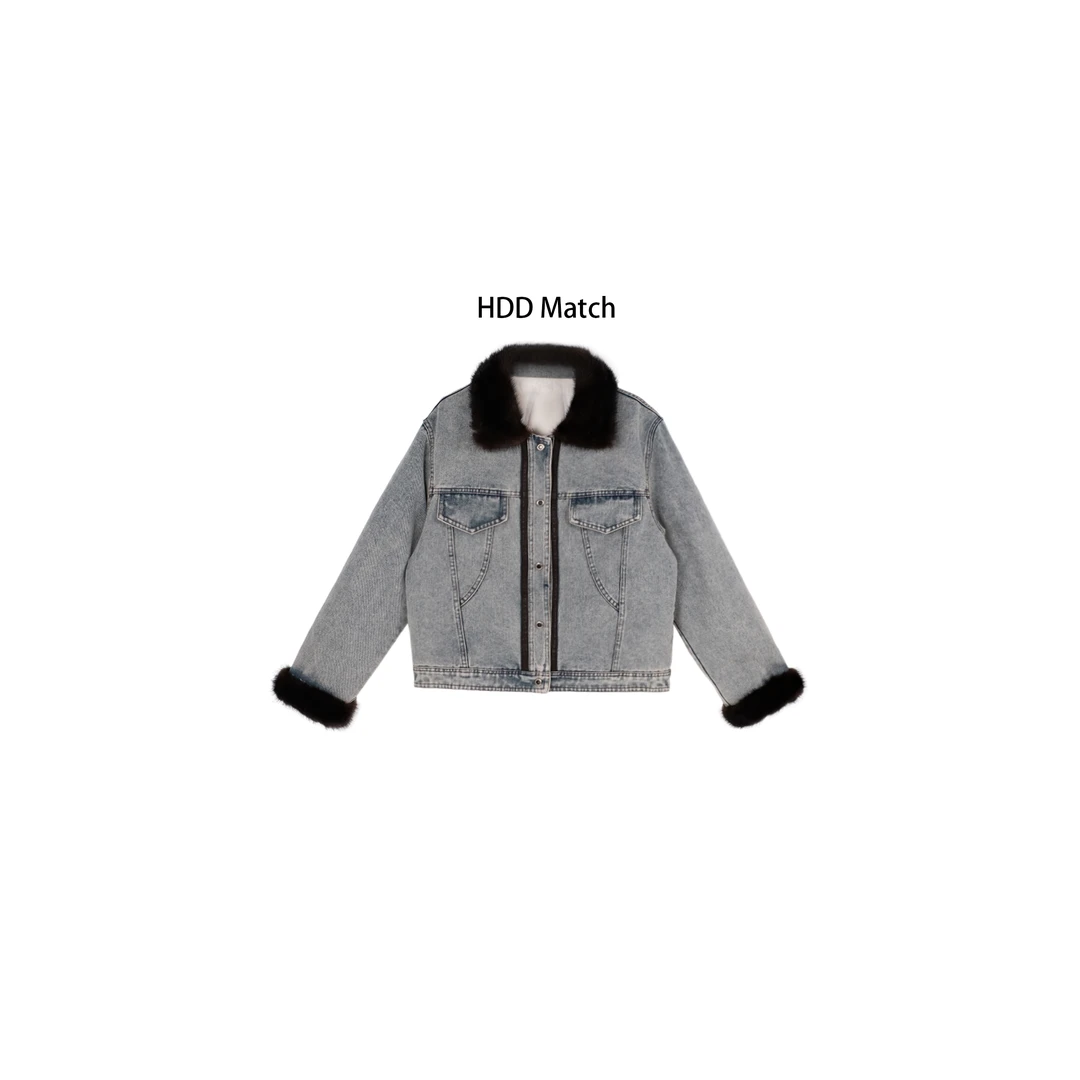 HDD Clothing "罗马假日"冬季毛领牛仔轻奢女款羽绒服 Y6598