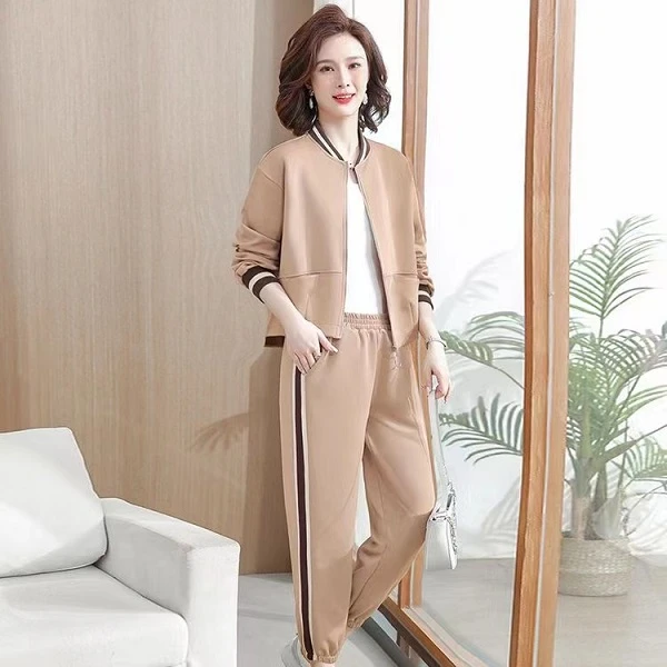 妈妈气质春秋运动服套装洋气外套时尚2023中老年女春装休闲两件套