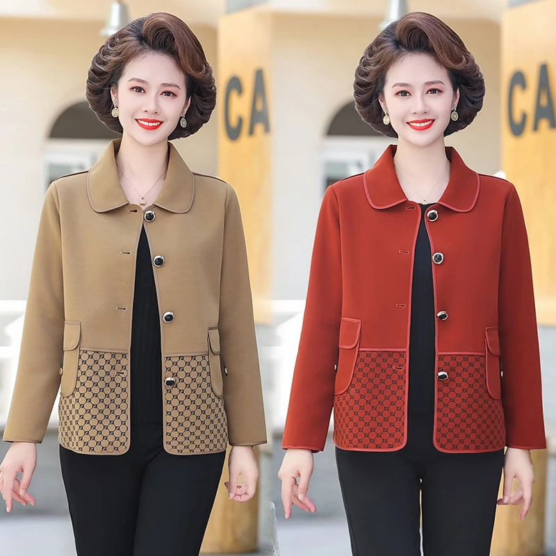 中老年人女春秋风衣妈妈秋装薄款外套洋气新款40岁50短款夹克上衣