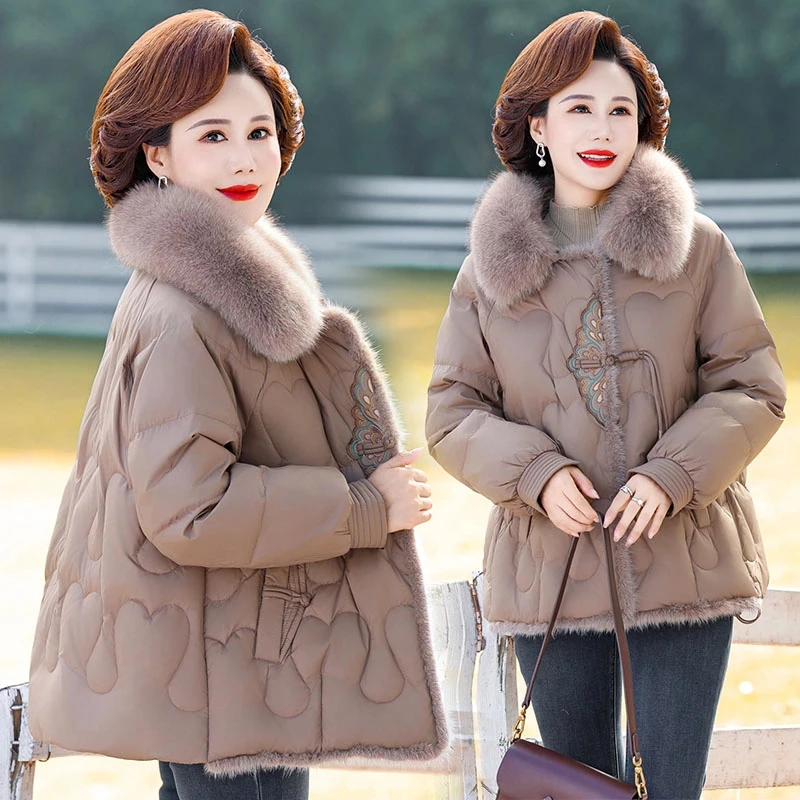 中年妈妈装冬装棉服新中式外套中老年女装过年洋气衣服装棉衣棉袄