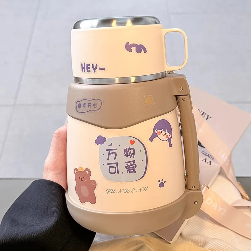 家用保温杯大容量女生保温杯吸管便携大肚杯学生户外水壶茶水分离