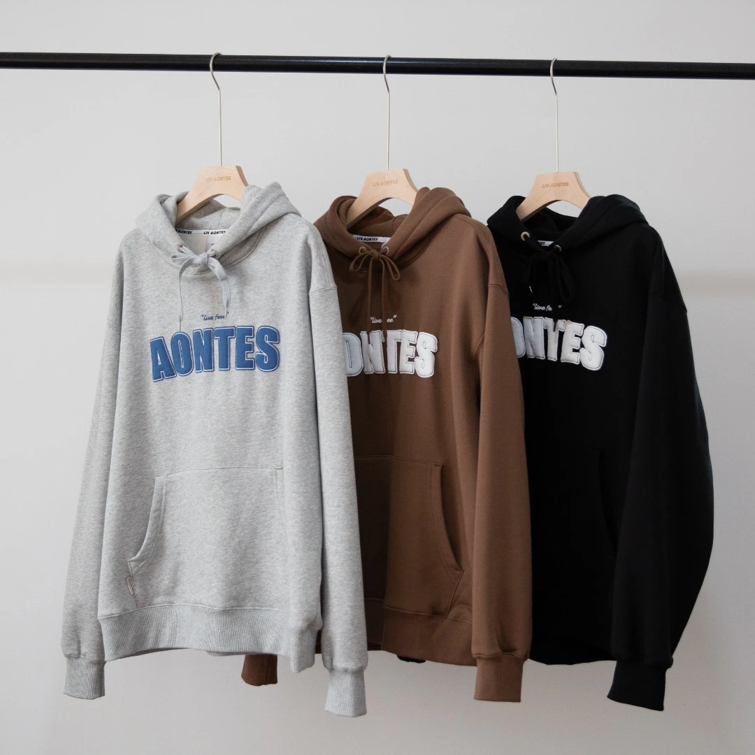 LIV AONTES冬季加绒加厚重磅连帽情侣卫衣