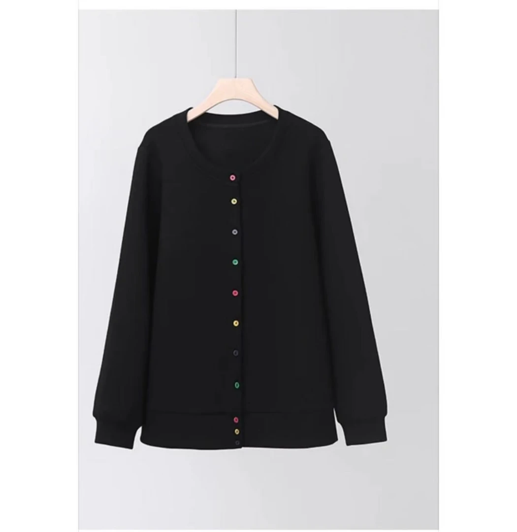 加绒加厚彩虹扣圆领卫衣