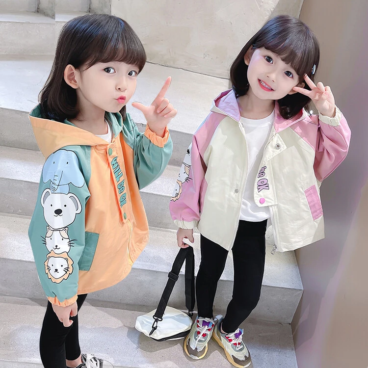 女童春秋长袖外套女宝宝时尚卡通夹克上衣小女孩风衣儿童洋气韩版