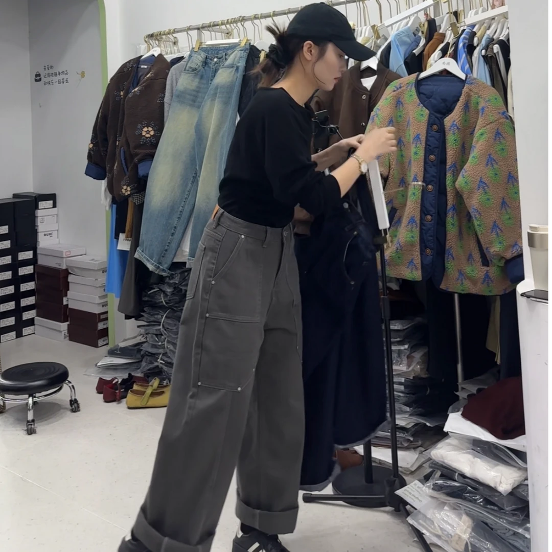 【清版】中线超长口袋小众特色工装裤