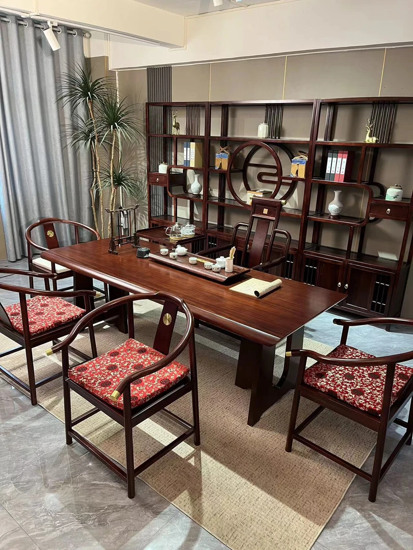 新中式茶台实木茶台中式茶几家用客厅阳台茶桌椅办公室