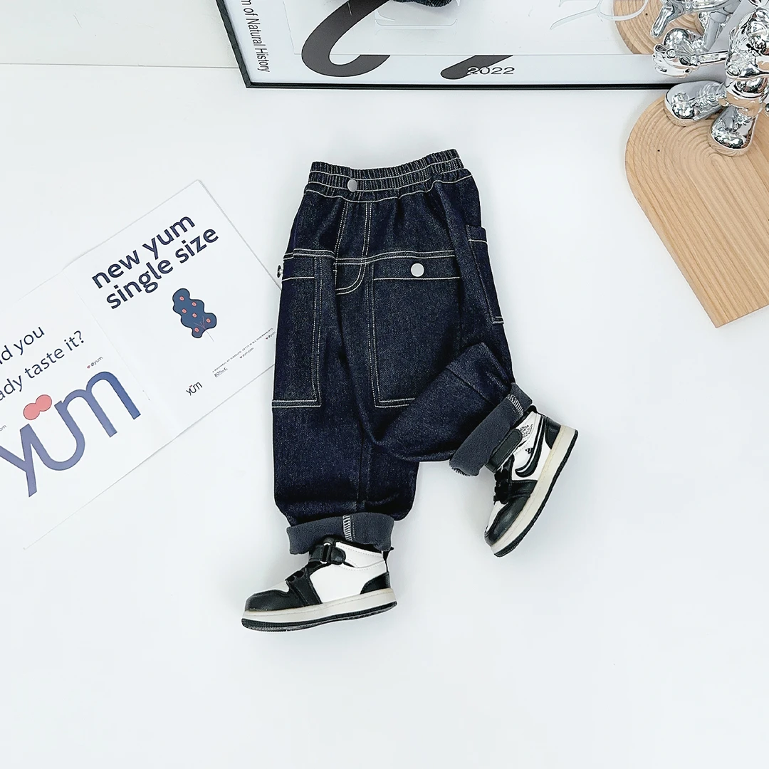 男童牛仔裤加绒裤子儿童2024新款秋冬装 D-FB24226 悠悠童话童装
