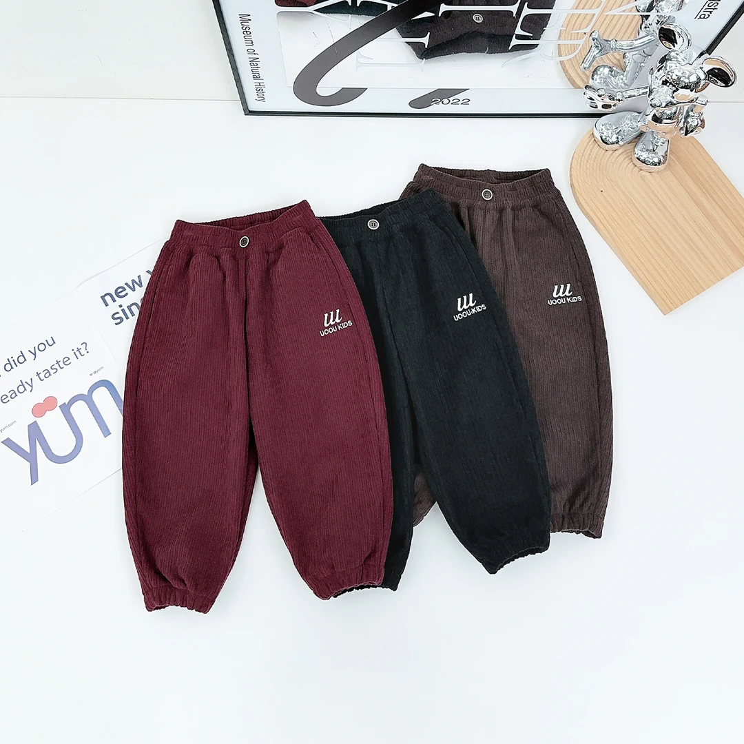 男童加绒裤子儿童休闲裤2024新秋冬装 D-BQ241060N 悠悠童话童装