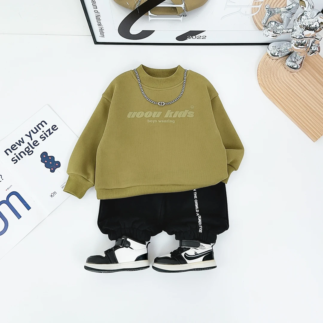 儿童卫衣加绒款长袖2024新款秋冬装男童D-BQ241215D 悠悠童话童装