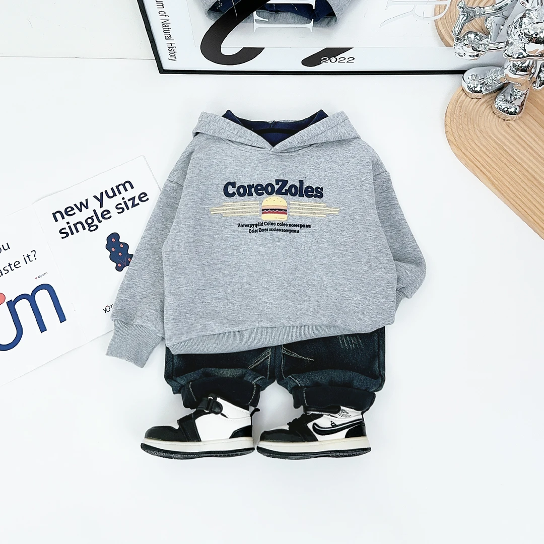 儿童卫衣加绒款连帽2024新款秋冬装男童 D-HZ241374 悠悠童话童装