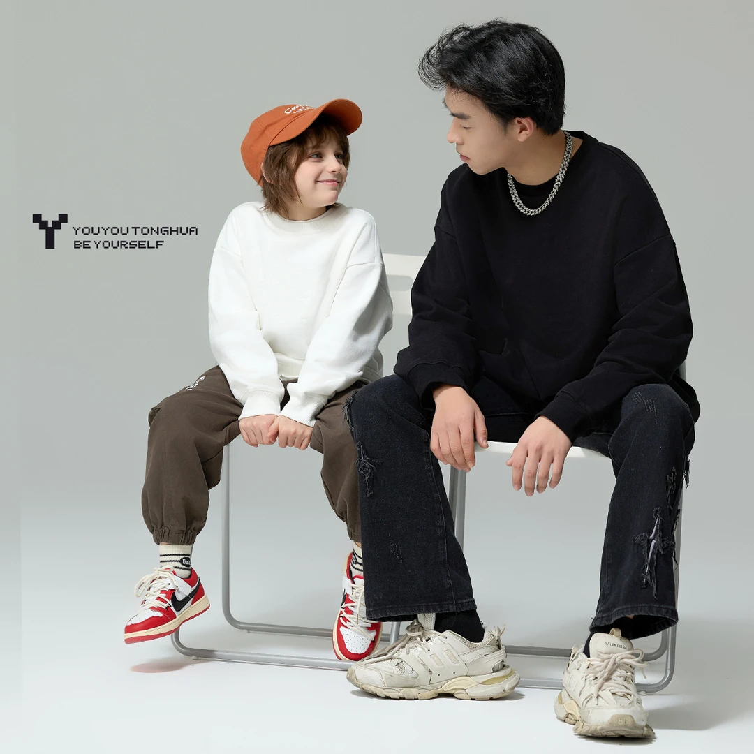 【亲子装】儿童成人亲子纯棉卫衣春秋纯色长袖打底衫 WYSP860168/69