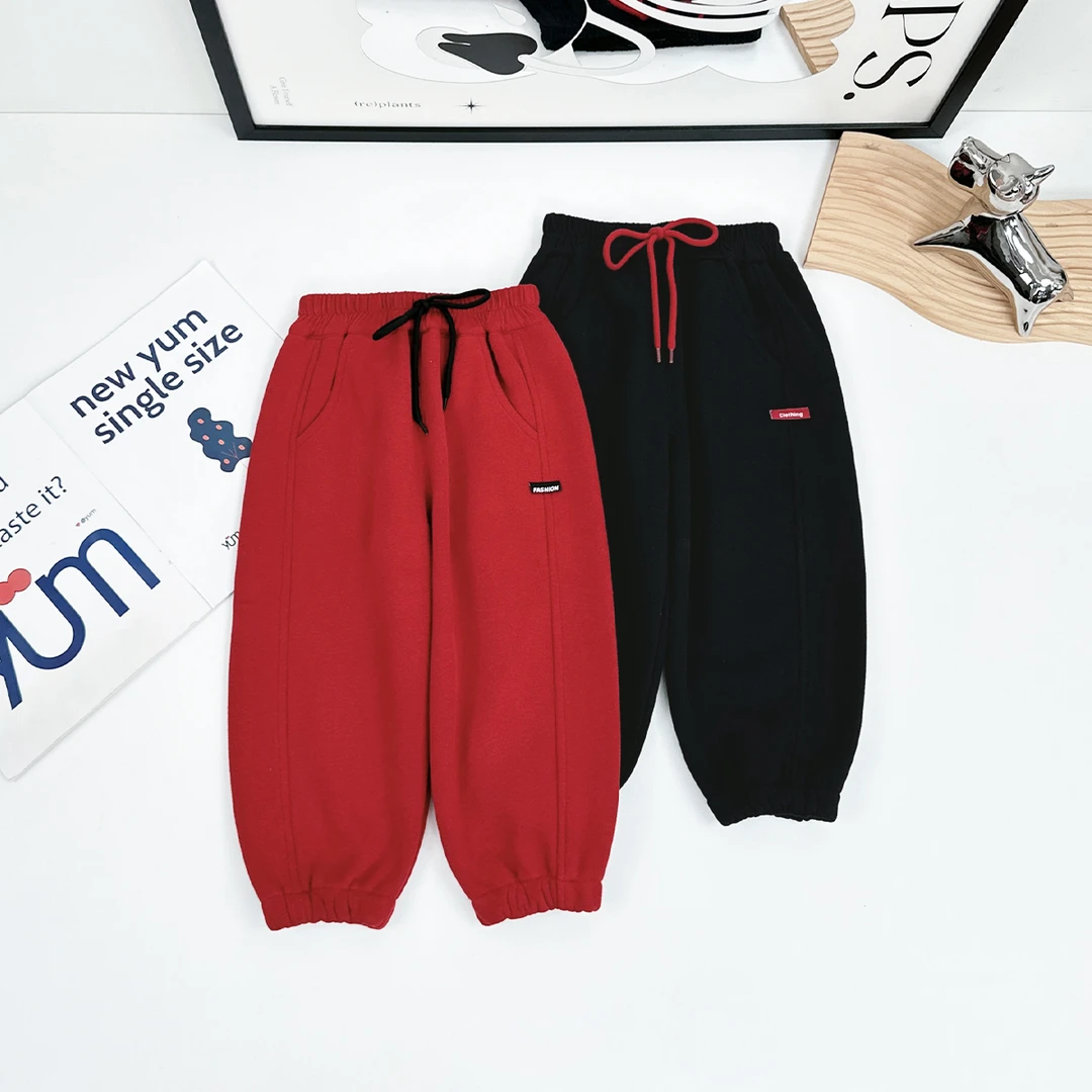 儿童加绒裤子男童运动裤2024新款秋冬装 D-HZ241430 悠悠童话童装