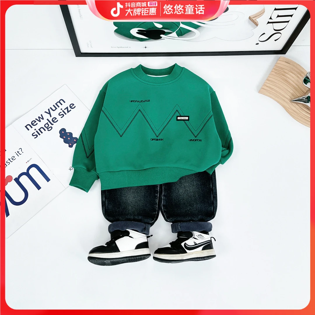 儿童卫衣加绒款长袖2024新款秋冬装男童 D-HS24176 悠悠童话童装