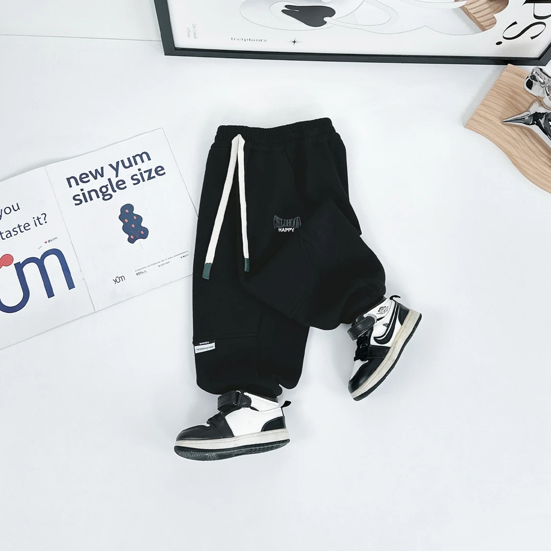 儿童加绒裤子男童运动裤2024新款秋冬装 D-FB24243 悠悠童话童装