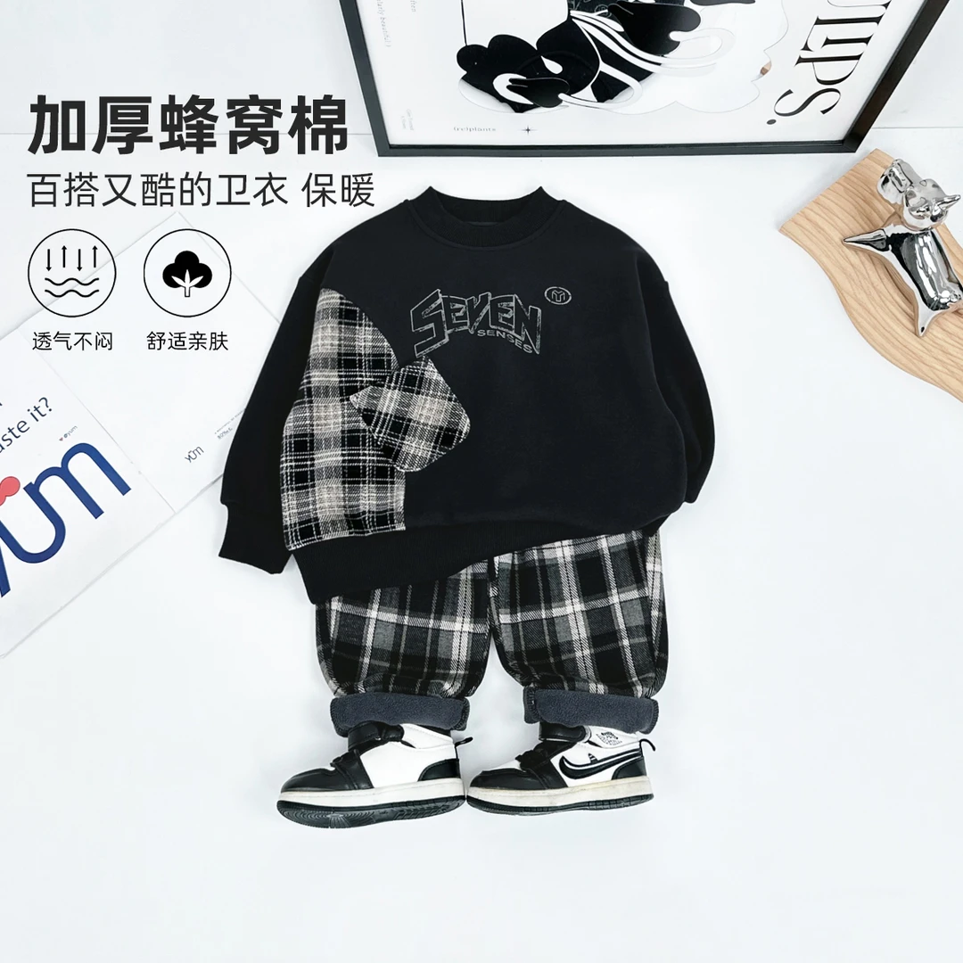 儿童卫衣加绒款长袖2024新款秋冬装男童 D-HS24205 悠悠童话童装