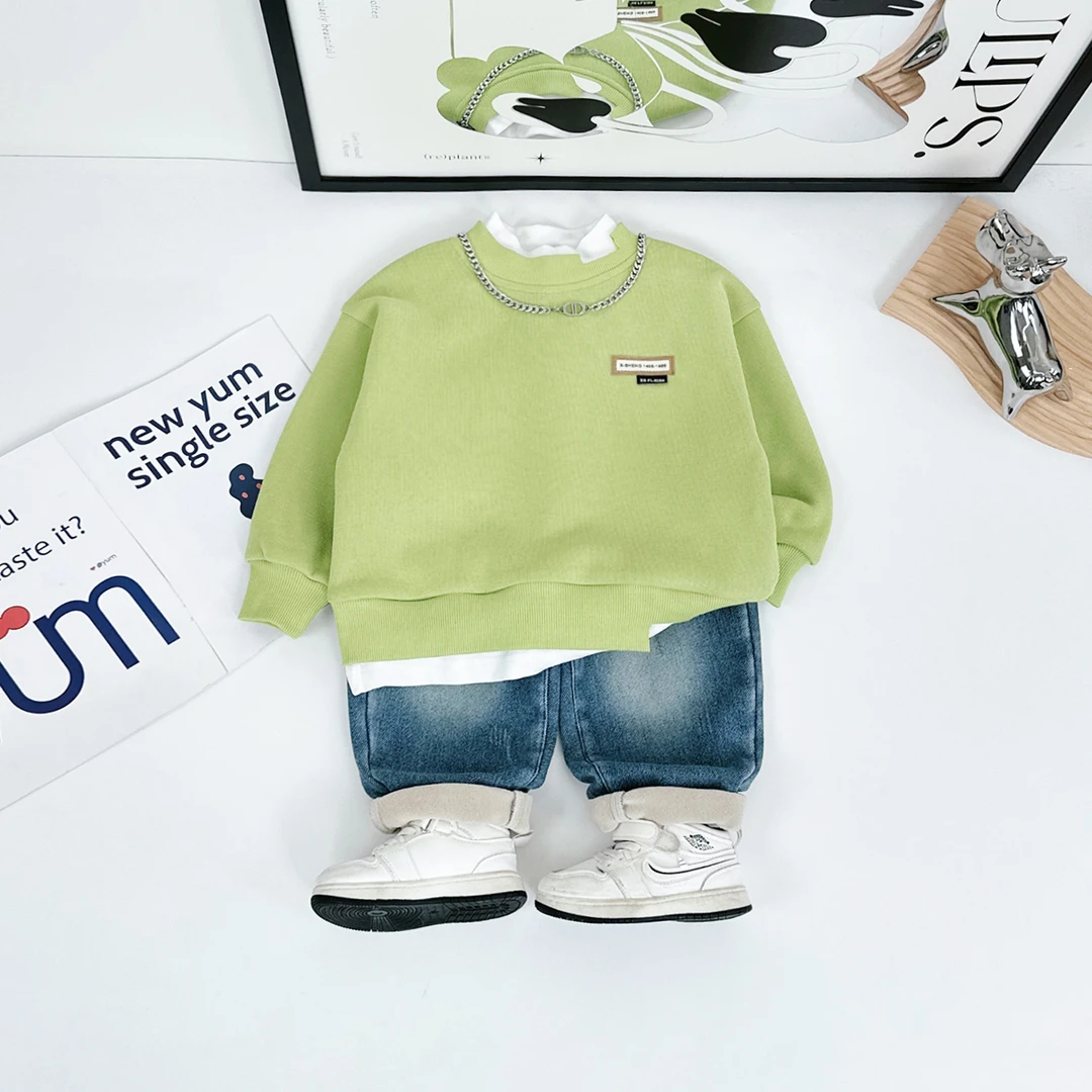 儿童卫衣加绒款长袖2024新秋冬装男童D-BQ241037Y儿童加厚卫衣