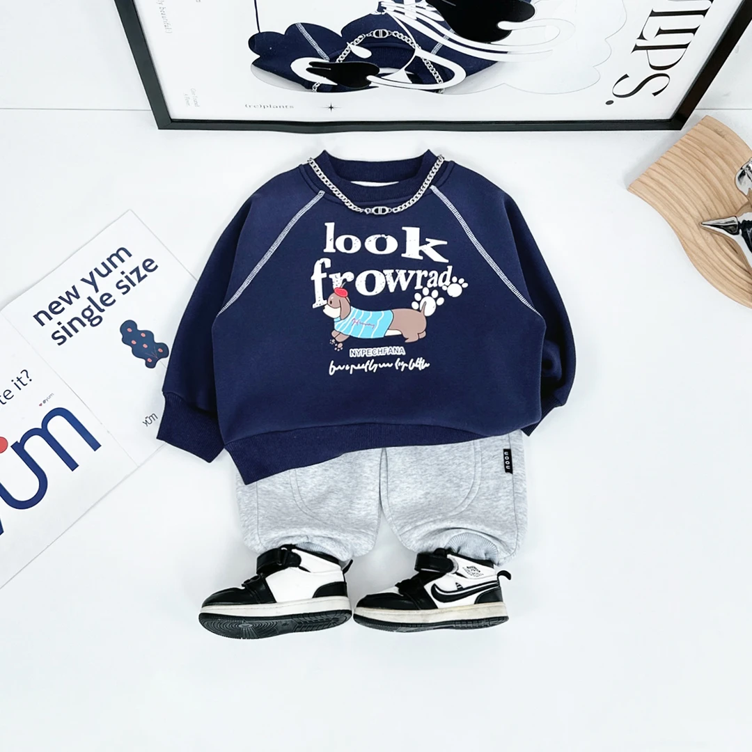 儿童卫衣加绒款长袖2024新款秋冬装男童 D-HZ241256 悠悠童话童装