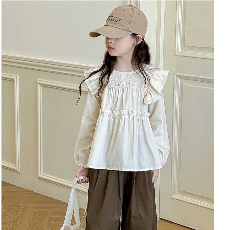 儿童秋季宽松长袖套头衬衫娃娃衫