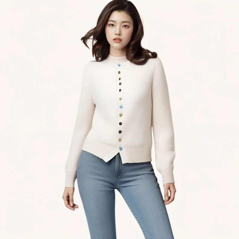 【厚款长袖】圆领加厚百搭加厚秋冬针织长袖开衫纯羊绒衫宽松韩版