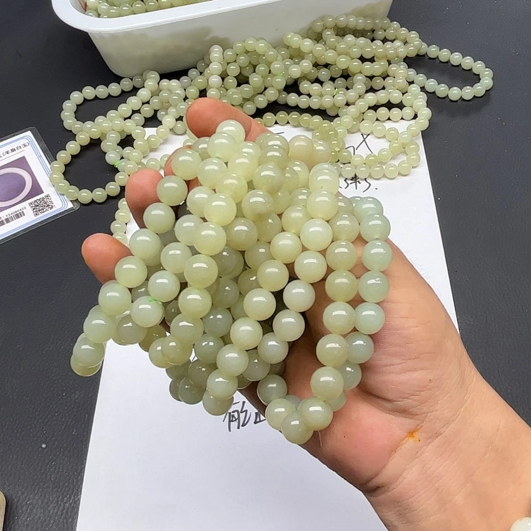 和田玉和田玉且末料卡10手串sc300纯天然未镶嵌