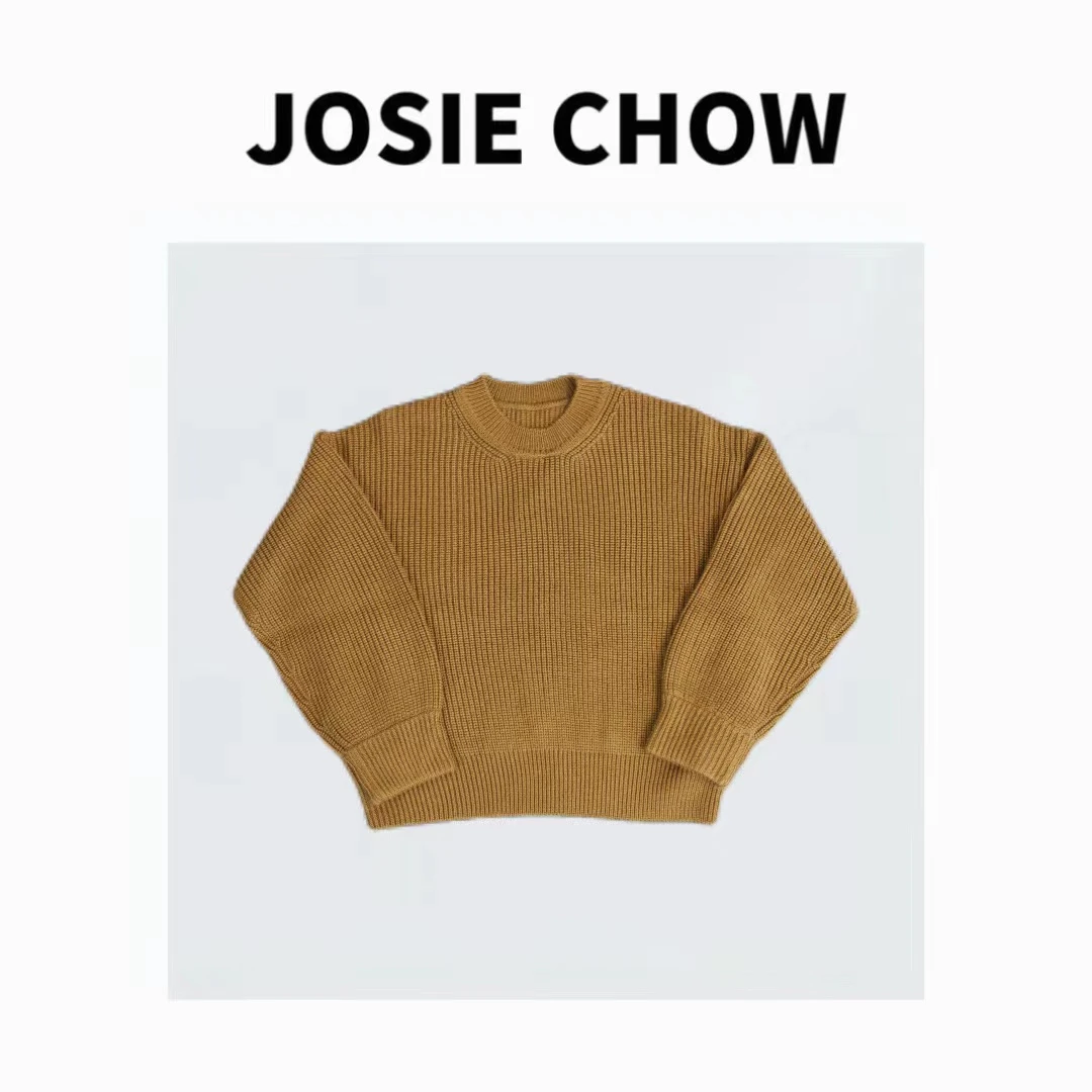 JOSIE CHOW【深咖】秋冬小众设计师落肩针织毛衣。Tr503183