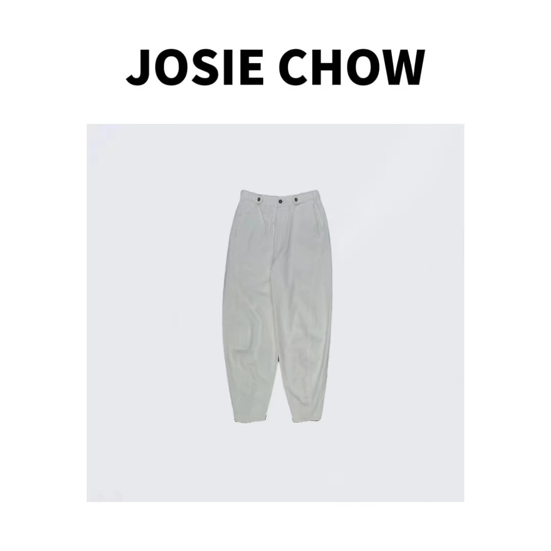 JOSIE CHOW【香蕉白牛】廓形感松紧腰宽松白色牛仔裤。IM882183