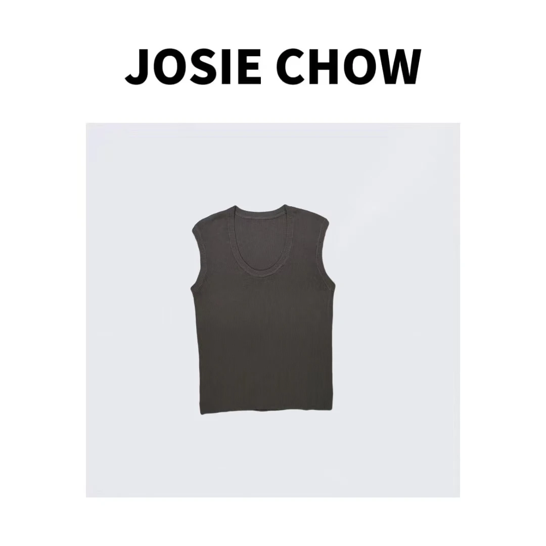 JOSIE CHOW【直角肩】版型超正重工极细针织收边无袖背心。JC391183