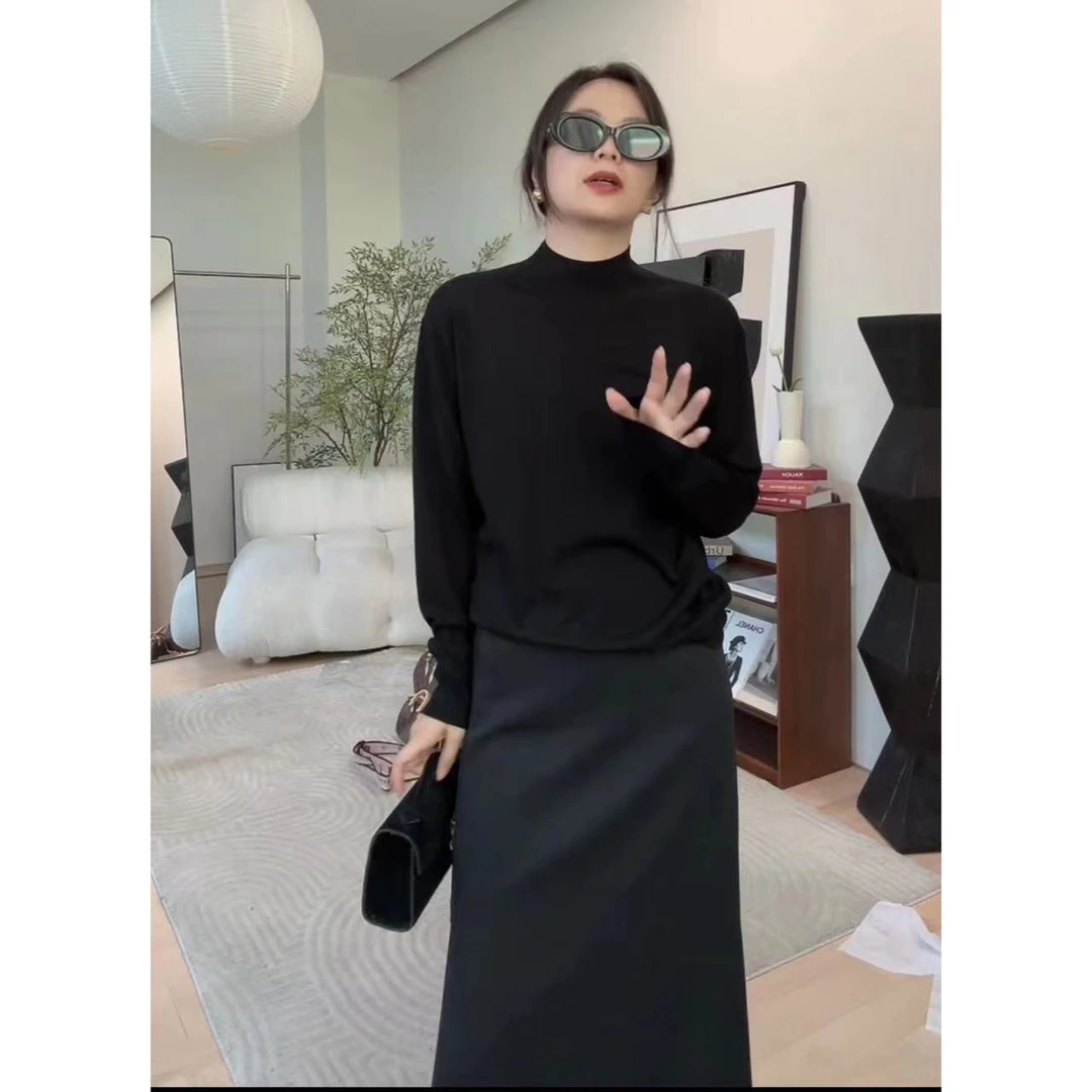 Tr023086。【扬子纱】16针row超细120支精纺美利奴后缝宽领针织衫