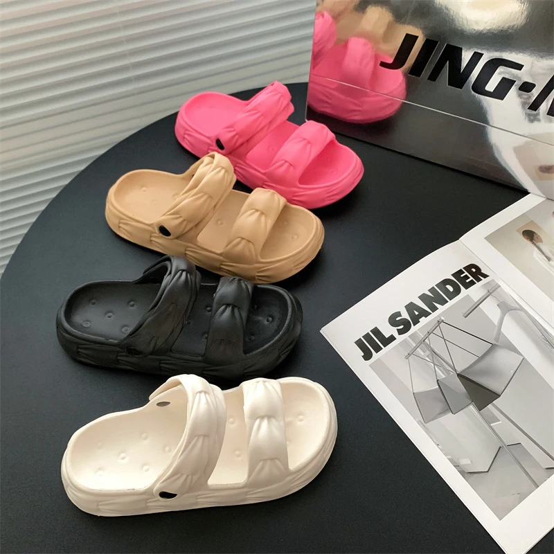 时尚百搭厚底EVA女士拖鞋外穿平底凉鞋夏季休闲沙滩软底一字拖鞋