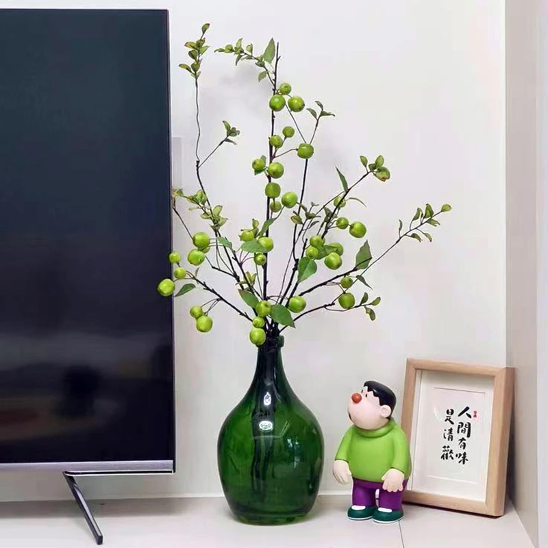 新款仿真单枝迷你小苹果欧式轻奢家居酒店餐厅装饰摆件插花