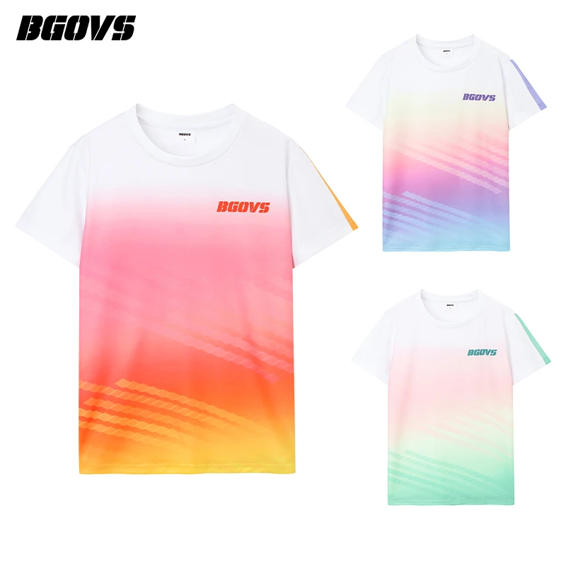2024秋季新品韩国BGOVS羽毛球服男女速干吸汗运动短袖上衣情侣