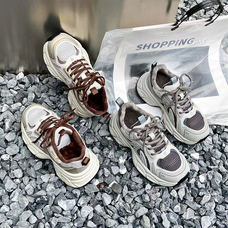 5126-1新款系带圆头加绒舒适百搭软底时尚老爹鞋