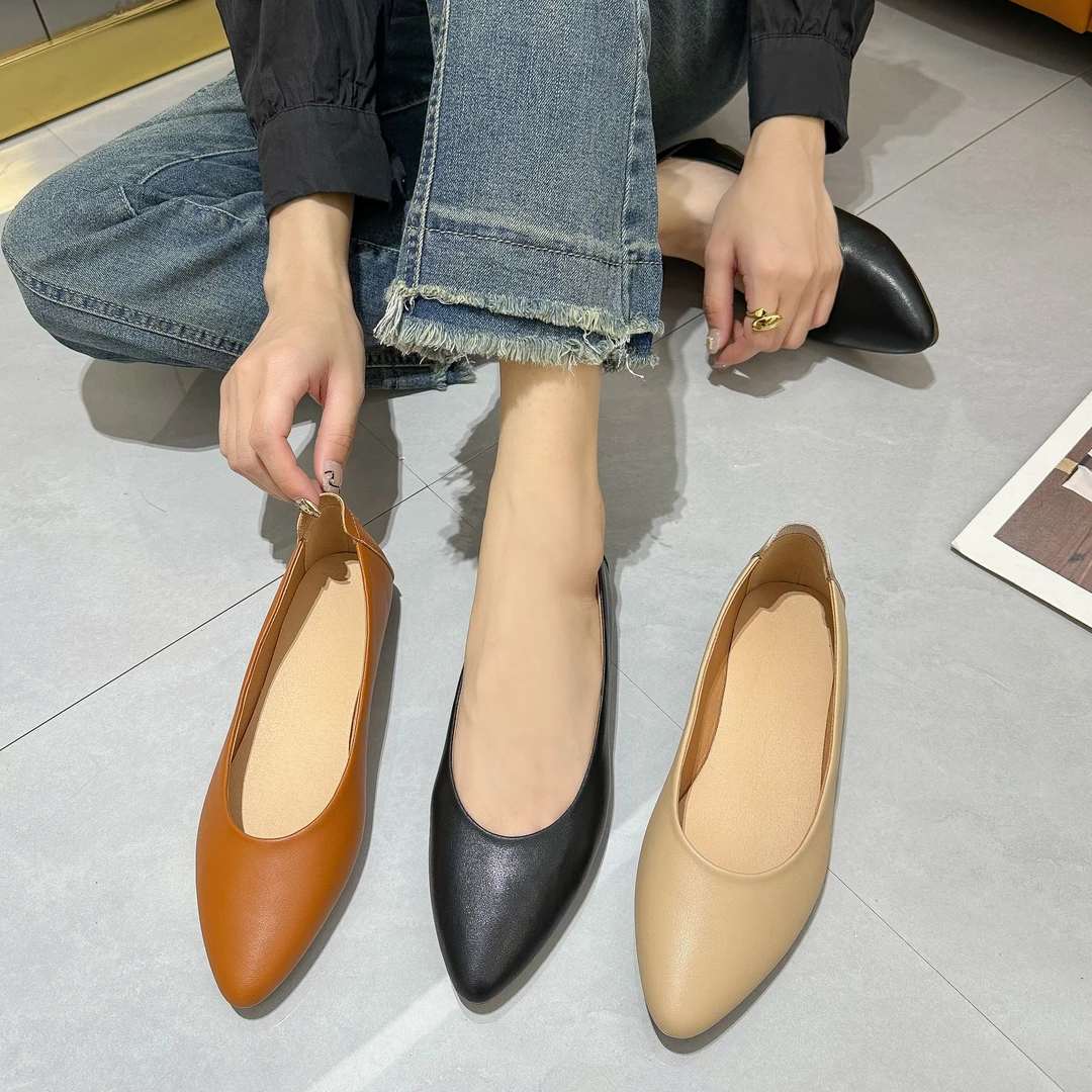 A688新款尖头舒适软底百搭平底小单鞋