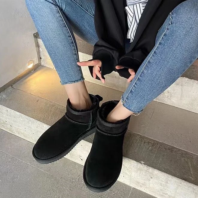 5853新款周冬雨同款短靴加厚软底雪地鞋