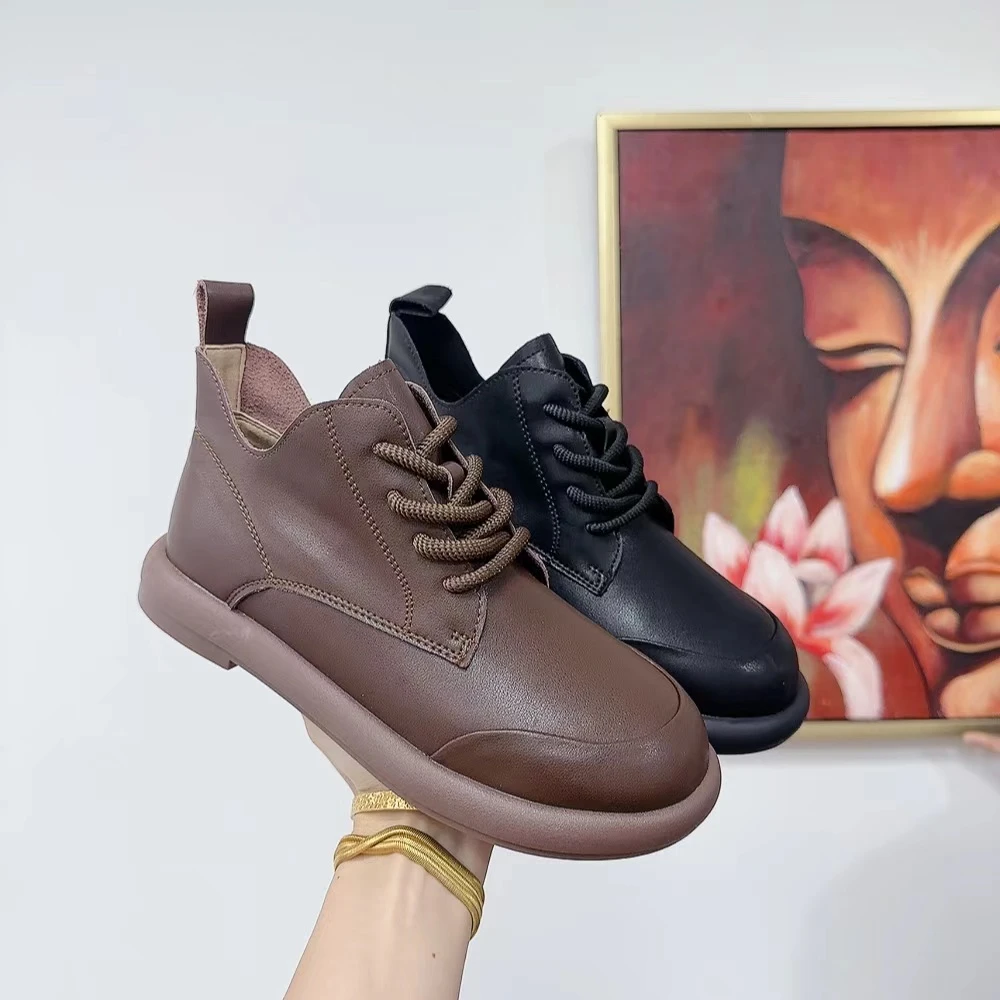 8801新款系带圆头软底舒适百搭马丁靴仓