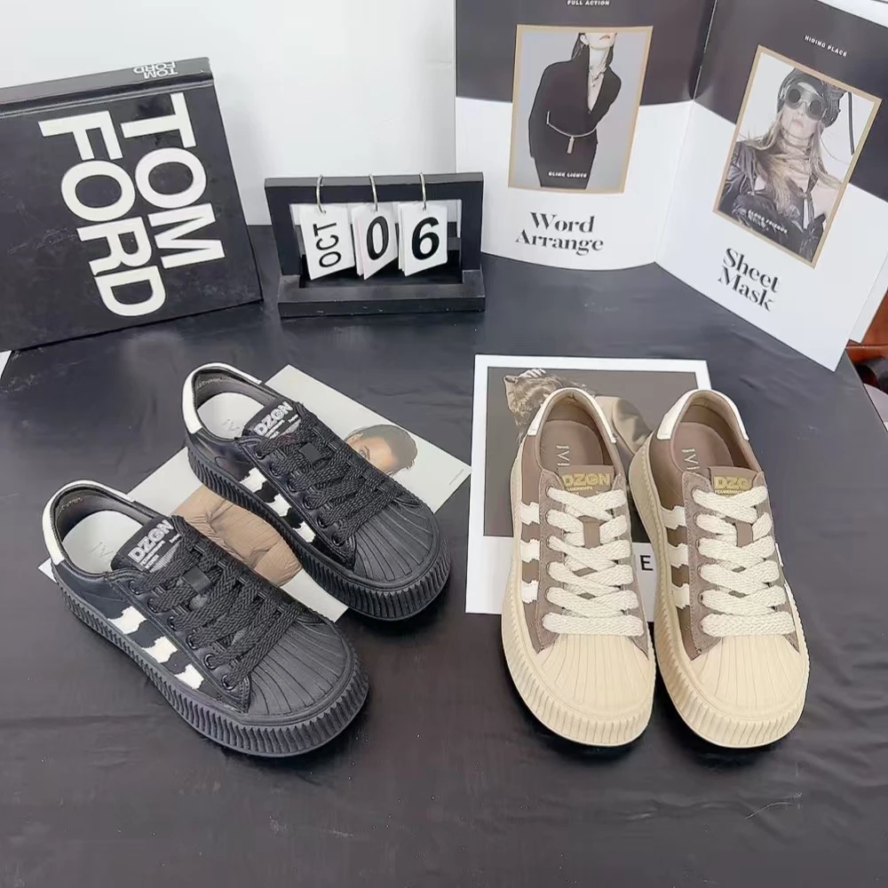 117-366舒适贝壳头百搭时尚潮流厚底女鞋休闲板鞋仓