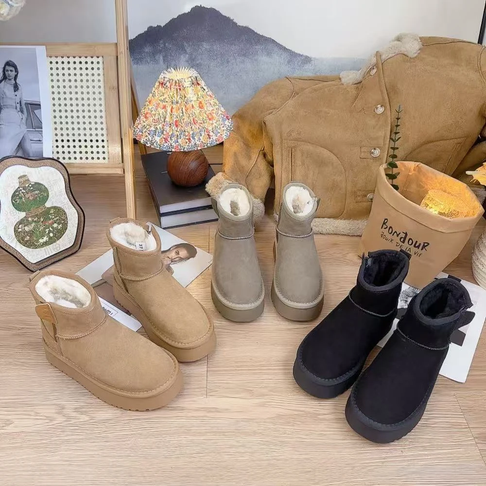 5188新款厚底舒适百搭加厚侧拉链圆头雪地靴