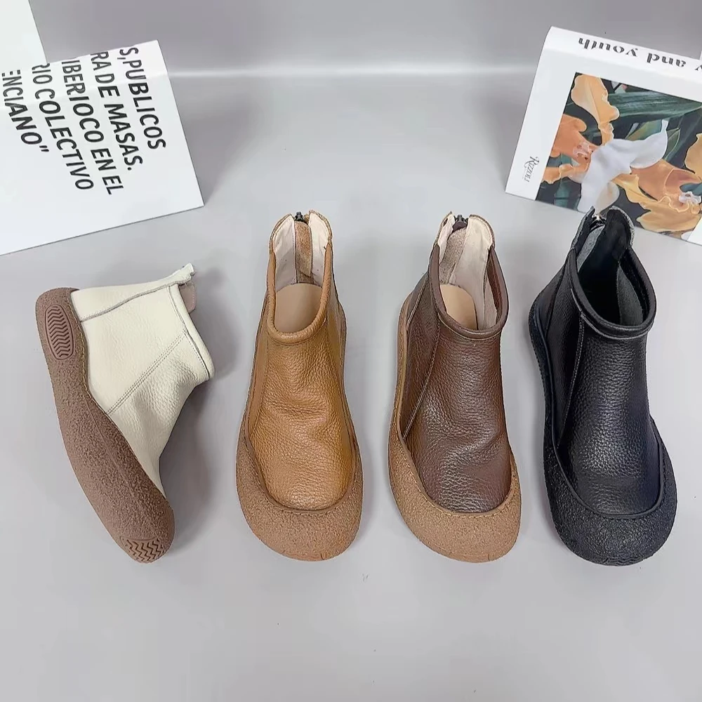 3511新款后拉链圆头软底舒适百搭中帮马丁靴