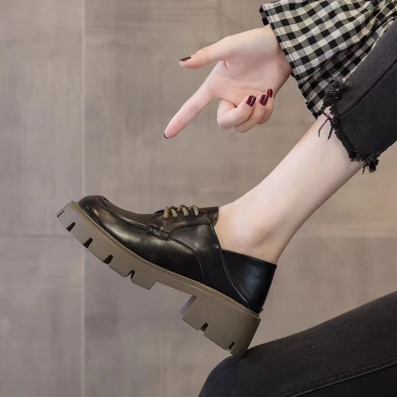 2205-1新款系带中跟舒适百搭两穿乐福鞋仓