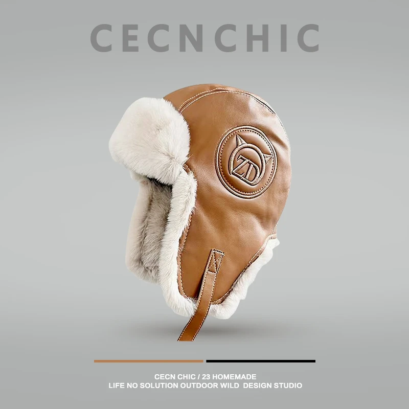 CECN飞行员雷锋帽女冬季复古加绒加厚保暖骑行防风防寒男护耳帽子