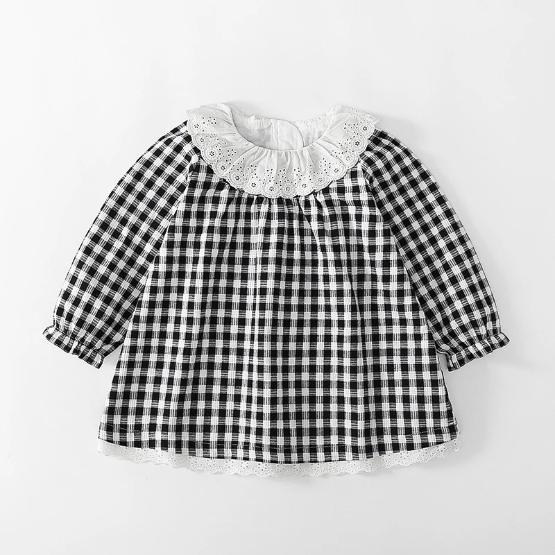 女童纯棉格子连衣裙春秋儿童女童长袖裙子洋气韩版秋季女宝330