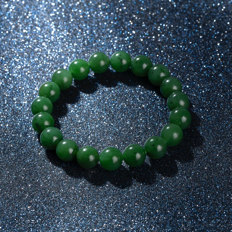 和田玉碧玉单圈手链冰底菠菜绿气质时尚百搭绿色素圈渐变老型