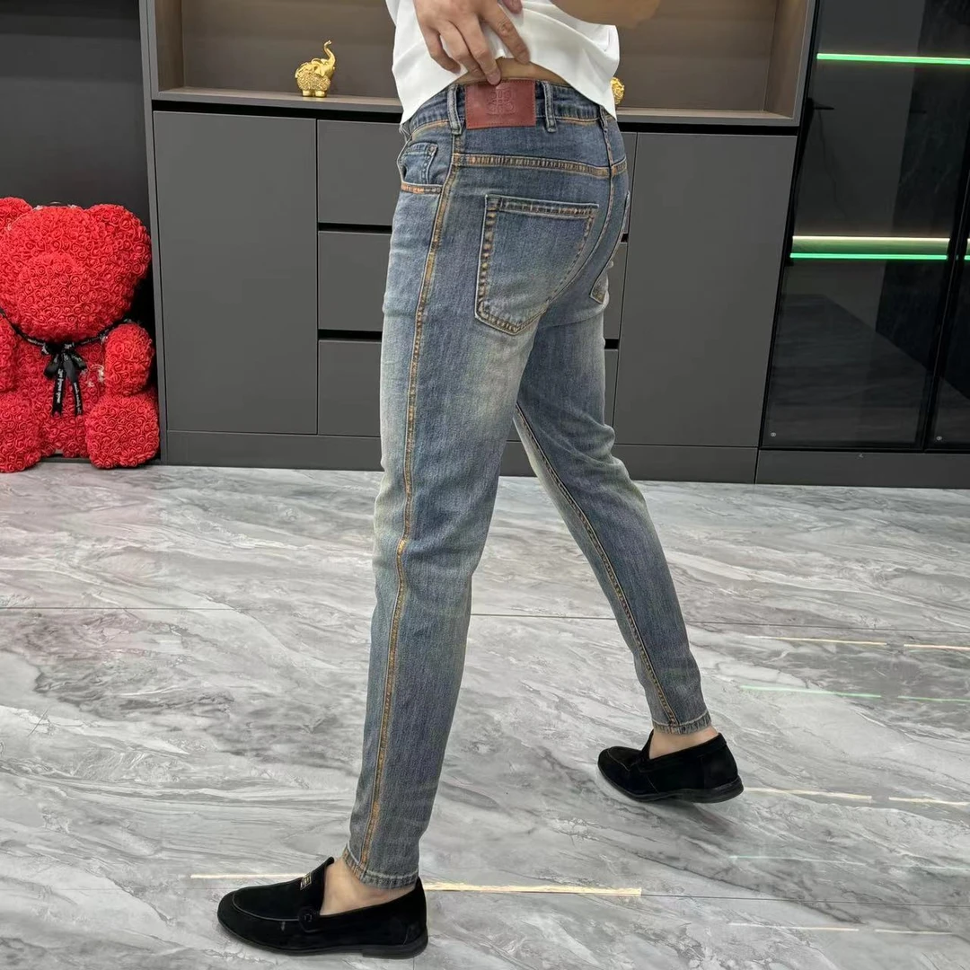 裤子-夏季新款修身小脚牛仔裤潮流牛仔裤显瘦休闲九分百搭男士