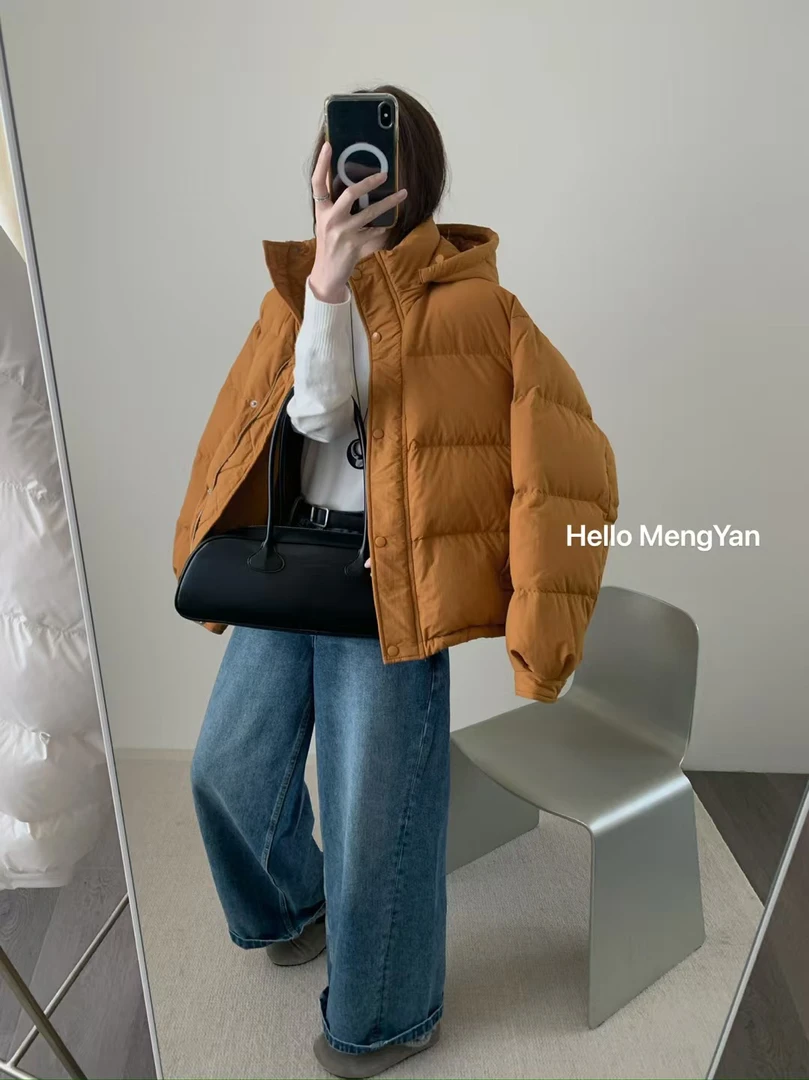 晨妹～韩版宽松保暖新国标90白鸭绒羽绒服837